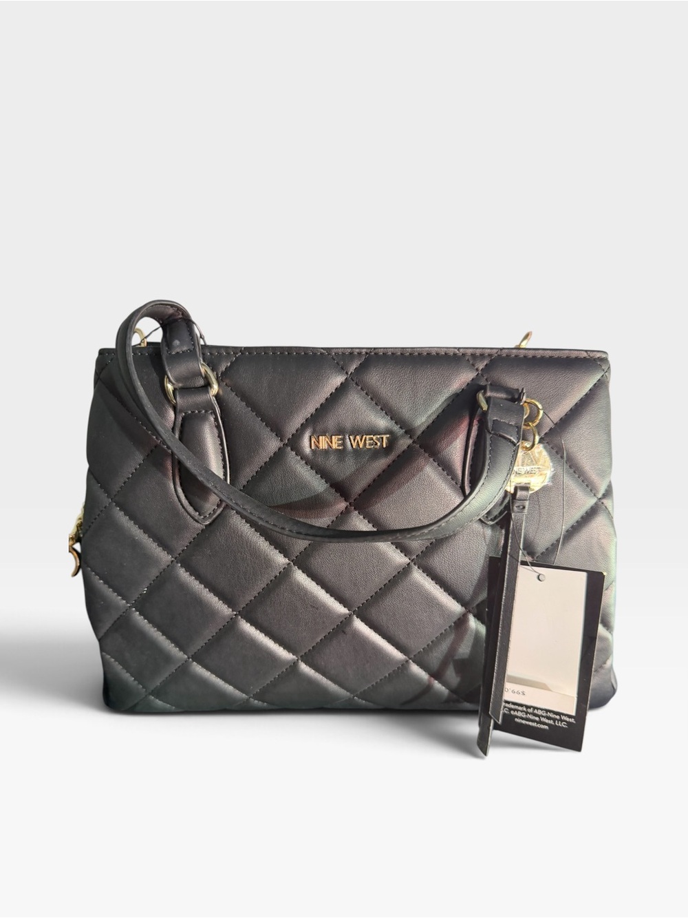 Nine West Black Quilted Shoulder Bag with Gold Hardware